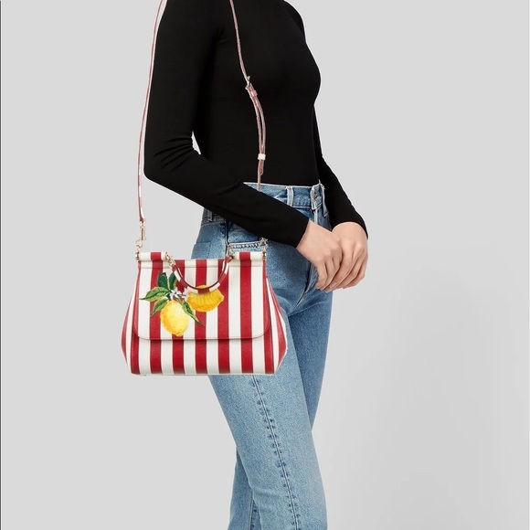 Dolce & Gabbana Striped Lemons Miss Sicily Handle Bag - Picture 4 of 5